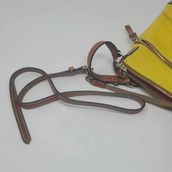 Dooney & Burke | Mustard Yellow Pebble Grain Small Zipper Crossbody Bag - Picture 10 of 15